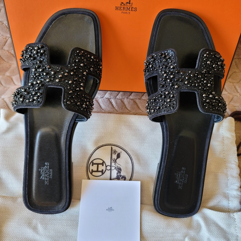 Hermes Oran Sandal with Crystals size 40eu…